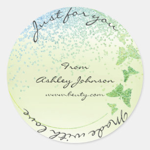 Mit Liebe für Sie Butterfly Greenly Mint Runder Aufkleber
