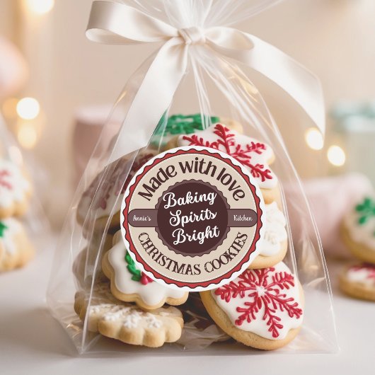 Mit Liebe gebacken - Frohe Weihnachten Runder Aufkleber