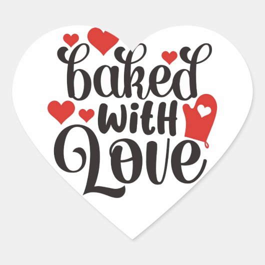 "Mit Liebe gebacken" ❤ Herz-Aufkleber (Vorderseite)