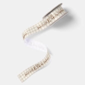 Mit Liebe Gebacken Neutral Gingham Karo personalis Satinband (Rückseite)