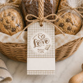 Mit Liebe gebacken Neutral Gingham Personalisiert Geschenkanhänger