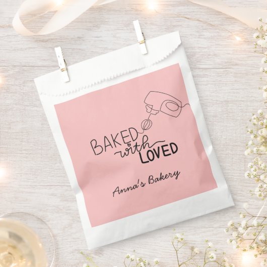 Mit Liebe gebacken rosa Handschrift Geschenktütchen (Ausgeschnitten)