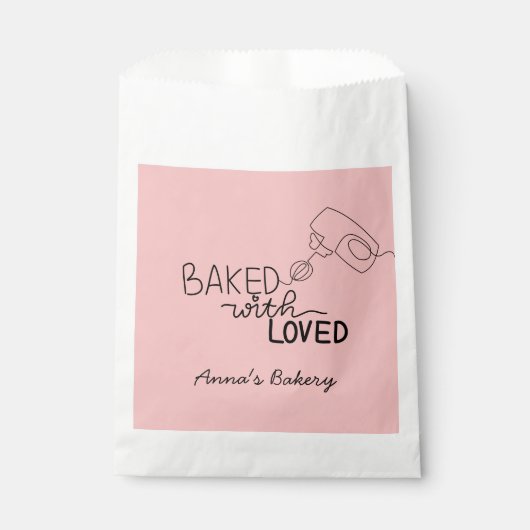 Mit Liebe gebacken rosa Handschrift Geschenktütchen (Vorderseite)