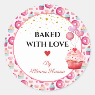 Mit Liebe Gebacken - Süße Cupcakes & Donuts  Runder Aufkleber