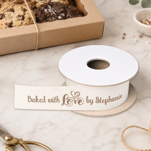 Mit Liebe gebacken von Name Skript Herz Satinband