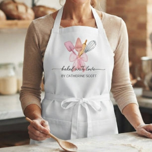 Mit Liebe gebacken Wasserfarbe Backutensilien rosa Schürze