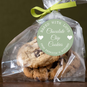 Mit Liebe Gebackene Choco-Kekse Grün Und Weiß  Runder Aufkleber