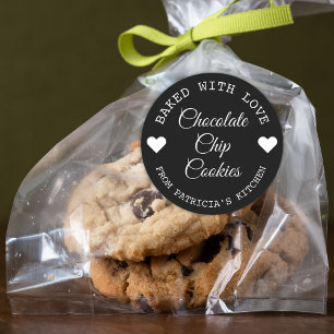 Mit Liebe gebackene Choco-Kekse Schwarz und Weiß Runder Aufkleber