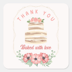 Mit Liebe gebackene Hochzeitstorte Aufkleber