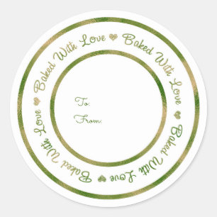 Mit Liebe Gebackene Leckerei Green Shine Modern Gl Runder Aufkleber