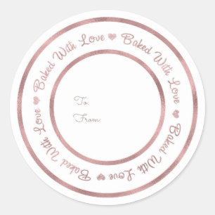 Mit Liebe gebackene Treat Rose Gold Modern Glam Runder Aufkleber