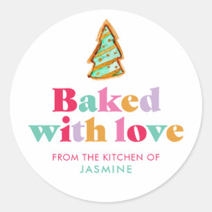 Mit Liebe gebackene Weihnachtskekse Personalisiert Runder Aufkleber