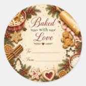 Mit Liebe Gebackene Weihnachtsplätzchen-Box-Aufkle Runder Aufkleber (Vorderseite)