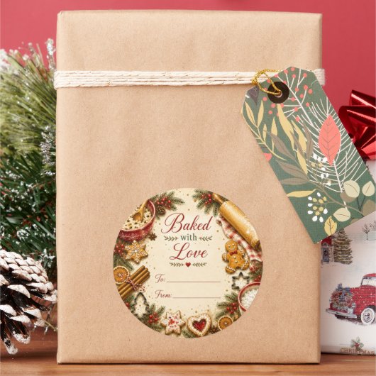 Mit Liebe Gebackene Weihnachtsplätzchen-Box-Aufkle Runder Aufkleber (Feiertag)