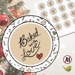 Mit Liebe gebackene Weihnachtsplätzchen Streusel Runder Aufkleber
