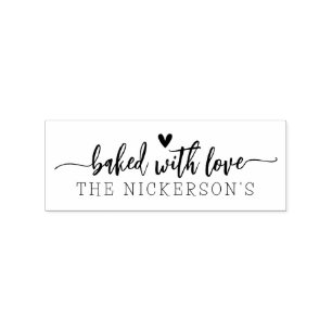 Mit Liebe Gebackenes Herz Handgeschrieben Gummistempel