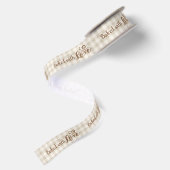 Mit Liebe Gebackenes Neutrales Gingham Schrift Her Satinband (Rückseite)