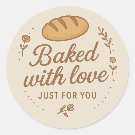 Mit Liebe Gebackenes Sticker Etikett (Vorderseite)