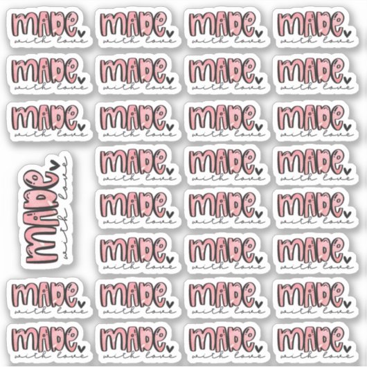 Mit Liebe gefertigt - Aquarellkleber Aufkleber (Vorderseite)