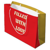 Mit Liebe Gefüllte Rote Große Geschenktüte Aus Gol (Rückseite Schrägansicht)