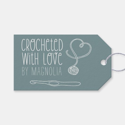 Mit Liebe gehäkelt Handmade Geschenkanhänger (Vorderseite (Horizontal))
