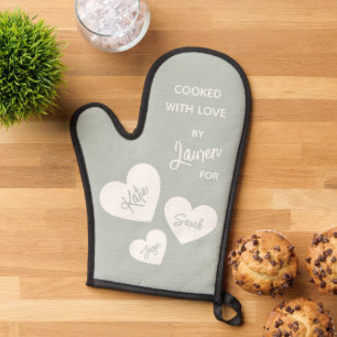Mit Liebe gekocht Copen blau Personalisiert Ofenhandschuh