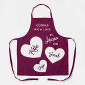 Mit Liebe gekocht Personalisiert Burgund Schürze (Vorderseite)