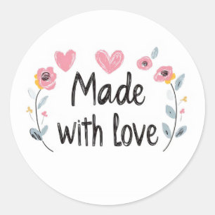 Mit Liebe gemacht Cute Runder Aufkleber