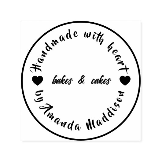 Mit Liebe gemacht | Moderne Herz Handgemachte Bäck Permastempel (Design)