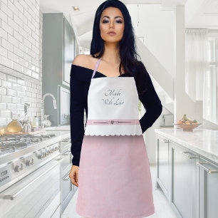 Mit Liebe Gemacht Rosa und Weiße Küchenschürze Schürze