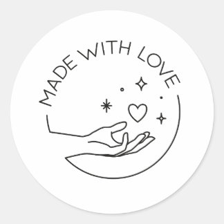Mit Liebe gemacht Runder Aufkleber