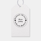 Mit Liebe gemacht, süßes schwarzes Herz-Design Geschenkanhänger (Rückseite)