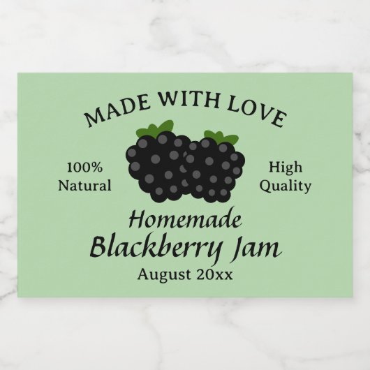 Mit Liebe gemachte hausgemachte Brombeermarmelade  Lebensmitteletikett (Einzelnes Label)