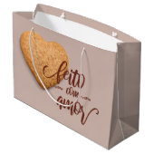 Mit Liebe gemachte Kekse, feito com amor Große Geschenktüte (Rückseite Schrägansicht)