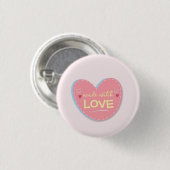 Mit Liebe Gemachter Button Cute Pink Herz Liebe Ab (Vorne & Hinten)