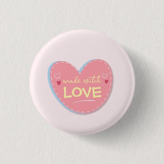 Mit Liebe Gemachter Button Cute Pink Herz Liebe Ab (Vorderseite)