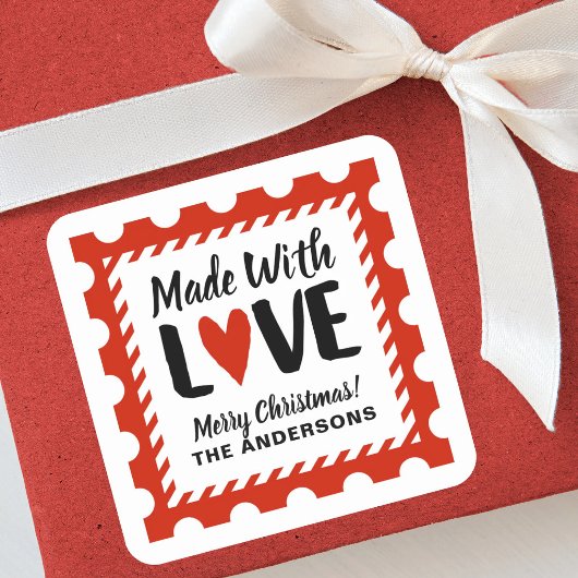 Mit Liebe Gemachter Weihnachtsstempel Aufkleber