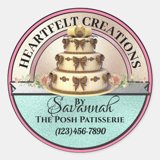 Mit Liebe geschaffen Elegant Cake Sticker (Vorderseite)