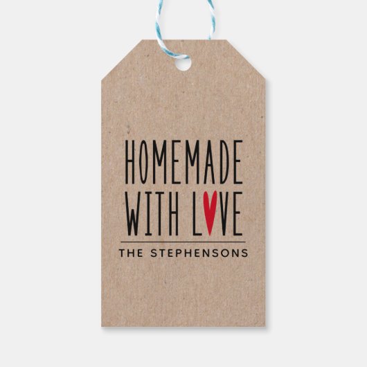 Mit Liebe-Geschenktasten Geschenkanhänger (Rückseite)