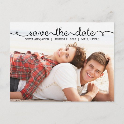 Mit Liebe geschrieben Save The Date Postkarte (Vorderseite)