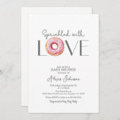 Mit Liebe gesprenkelt, Rosa Babydusche Einladung (Vorne/Hinten)