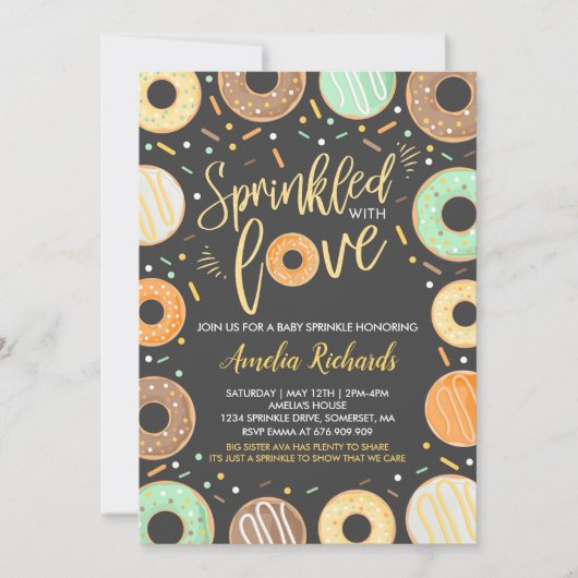 Mit Liebe gesprenkelte Sprinkle-Einladung von Donu Einladung (Vorderseite)