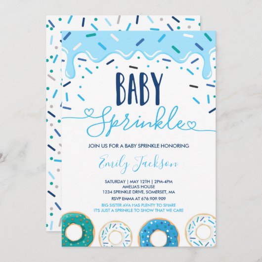 Mit Liebe gesprenkelte Sprinkle-Einladung von Donu Einladung (Vorne/Hinten)