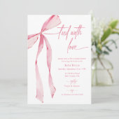 Mit Liebe getipptes Aquarell-Rosa-Brautparty Einladung (Stehend Vorderseite)