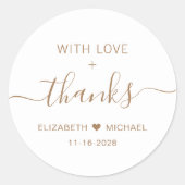 Mit Liebe Gold Script Hochzeit Vielen Dank Runder Aufkleber (Vorderseite)