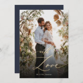 Mit Liebe Gold Script Wedding Foto Dankeskarte (Vorne/Hinten)