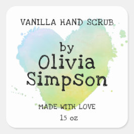 Mit Liebe Green Heart Small Business Quadratischer Aufkleber