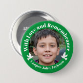 Mit Liebe grün zwei weiße Tauben Foto Erinnerung Button (Vorne & Hinten)