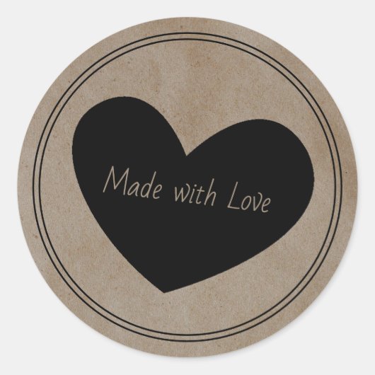 Mit Liebe handgefertigte Kraft Packing Label Runder Aufkleber (Vorderseite)
