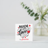 Mit Liebe Hearts Business Card Quadratische Visitenkarte (Stehend Vorderseite)